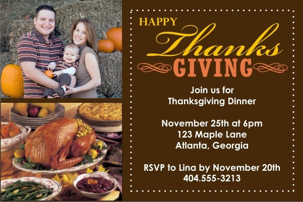 Thanksgiving Photo Card Invitation - 2 Photos