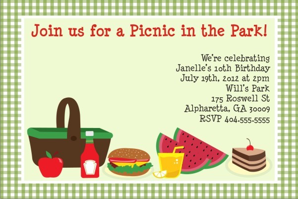 Picnic Invitation - Yummy Food