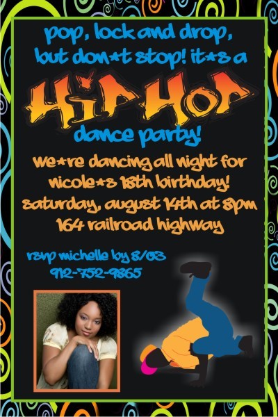 Hip Hop Dance Party Invitation with Photo