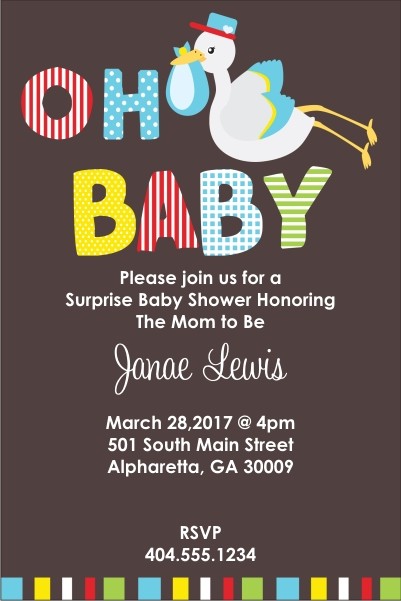 Oh Baby Stork Baby Shower Invitation