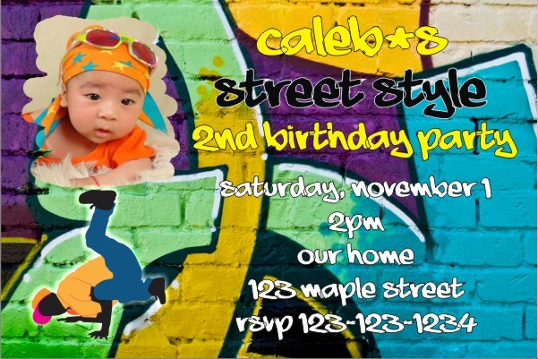 Hip Hop Graffiti Photo Invitations