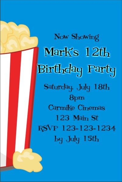 Movie Popcorn Invitation - ALL COLORS