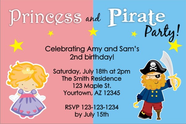 Princess and Pirate Birthday Invitation