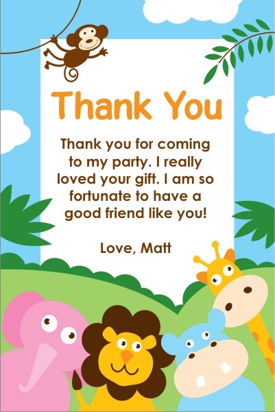 Party Animals Thank You Card Personalized Party Invites