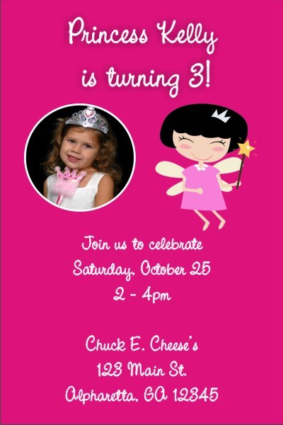 Fairy Princess Photo Invitations