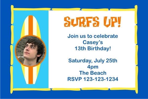 Surf Board Photo Invitation