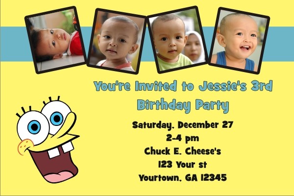 Spongebob Squarepants Photo Invitations