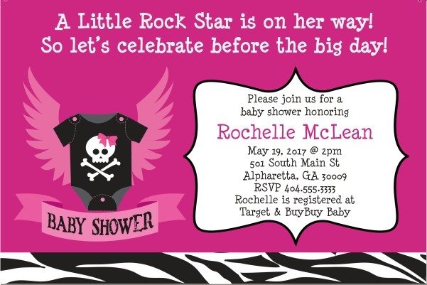 Rock Star Baby Shower Invitation - Pink