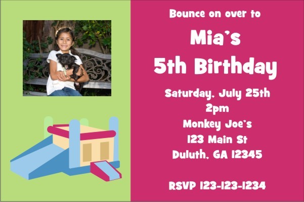 Bounce Castle Photo Invitation 2 - ALL COLORS
