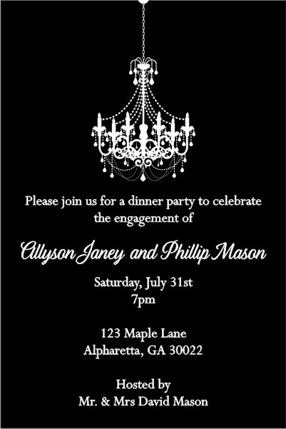 Chandelier Invitation - Black and White