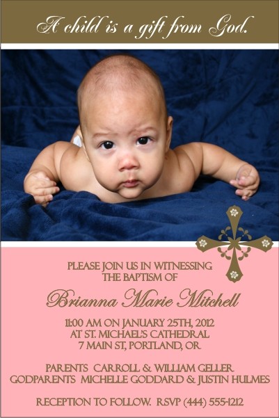 Communion / Baptism Photo Invitation 5 - Pink