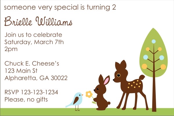 Forest Friends Invitation - Deer, Bunny, Bird