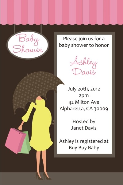 Shopping Mama Baby Shower Invitation - Pink