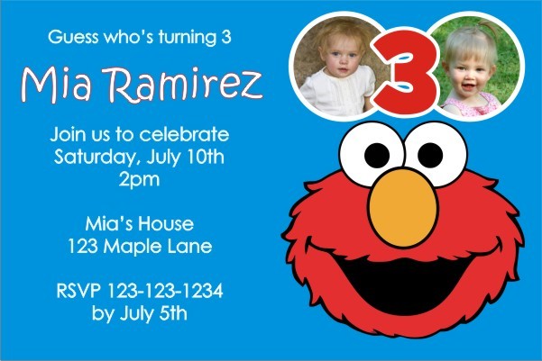 Elmo Sesame Street Photo Invitation - ALL COLORS