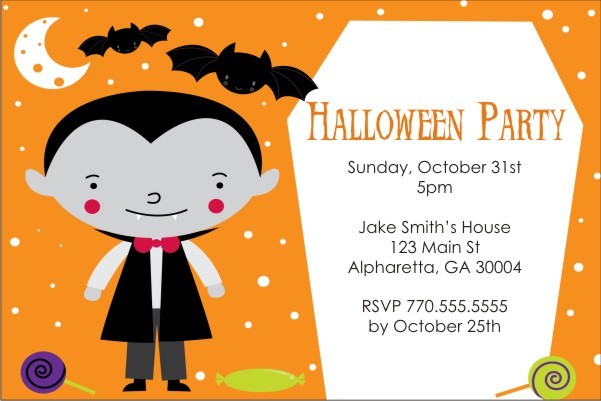 Kid Dracula Vampire Halloween Party Invitation