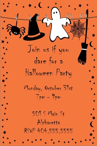 Spooky Orange Halloween Party Invitation