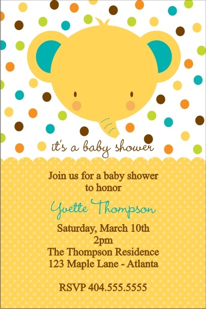 Baby Elephant Baby Shower Invitation