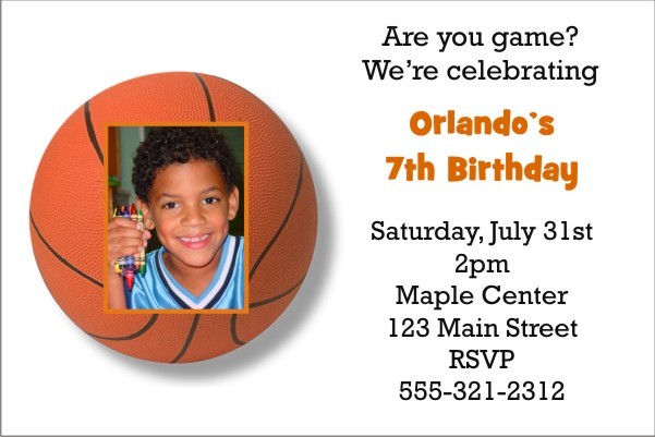 Basketball Invitation with Optional Photo