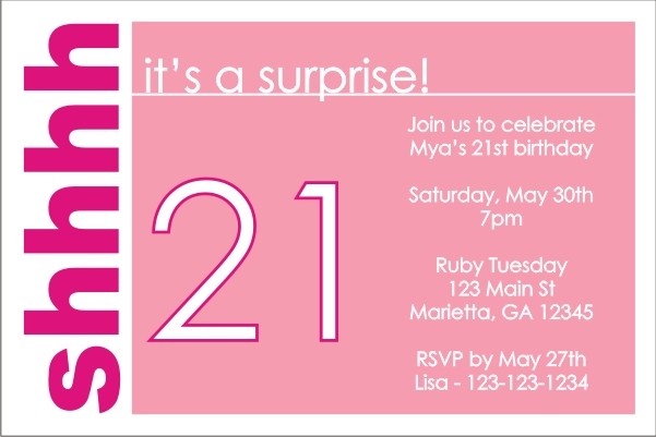 Surprise Party Invitation (Pink)