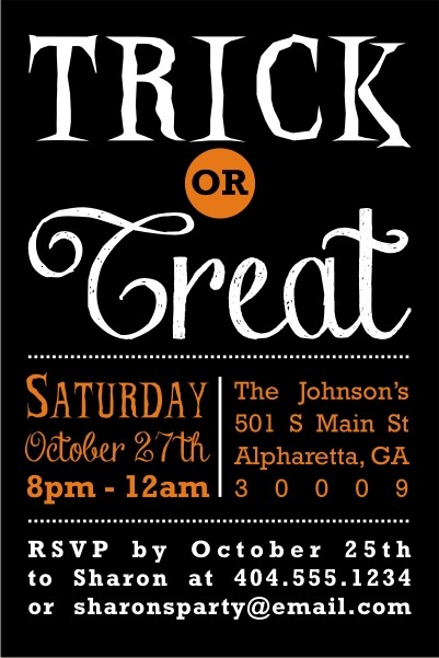 Trick or Treat Halloween Invitation