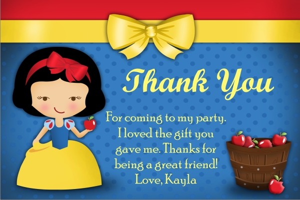 snow white thank you card