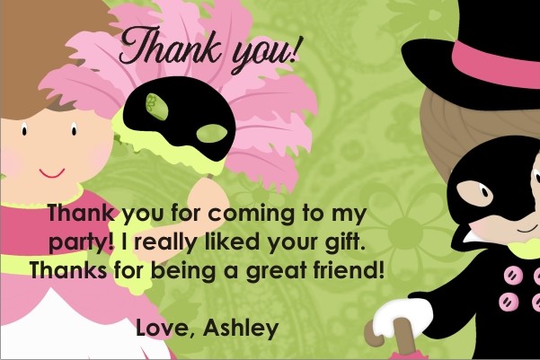 Masquerade Costume Party Thank You Card