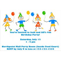 Kids with Balloons Birthday Party Invitations