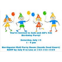 Kids with Balloons Birthday Party Invitations