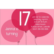 Pink Balloons birthday party invitation