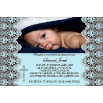 Communion / Baptism Photo Invitation 3 - Blue