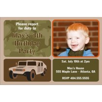 Army Military Humvee Photo Birthday Invitation