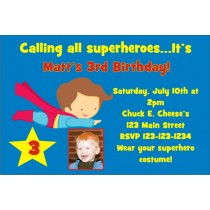 Superhero -like Superman- Birthday Invitation