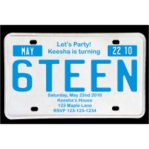 sweet 16 party invitation license plate