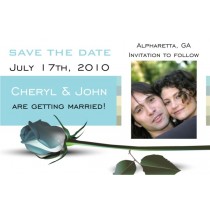 Blue Rose Save the Date Photo Invitation