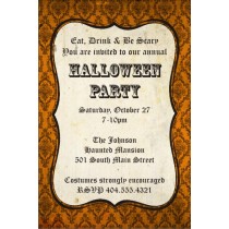 Orange Damask Halloween Party Invitation