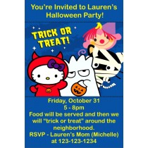 Hello Kitty Halloween Trick or Treat Invitations