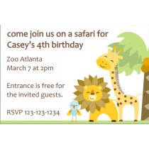 Jungle Baby Shower Invitation - Giraffe, Lion, Bird