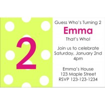 Polka Dot Invitation ALL AGES - ALL COLORS