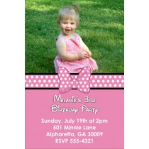 Pink Bow Photo Invitation (Similar to Minnie Mouse)