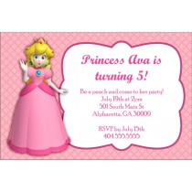 Princess Peach super mario birthday party invitation