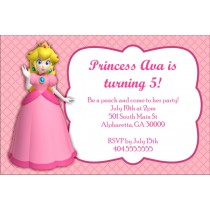 Princess Peach super mario birthday party invitation