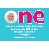 1st (First) Birthday Photo Invitation  - ALL COLORS