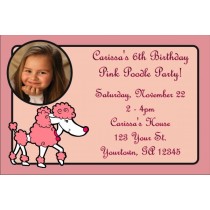 Pink Poodle Photo Invitation