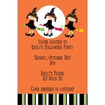 Kid Witch Halloween Party Invitation