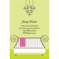 Cute Crib Baby Shower Invitation - Green