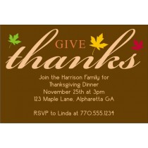 Give Thanks Thanksgiving Card Invitation