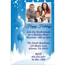 Winter Blue Christmas Holiday Photo Card Invitation