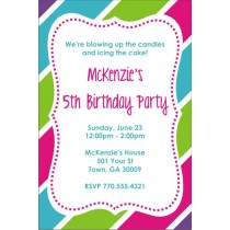 Fabulous Stripes Brithday Party Invitation