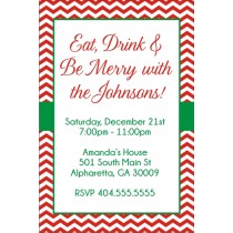 Chevron strip Christmas party invitation