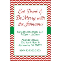 Chevron strip Christmas party invitation